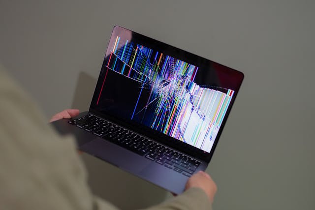 Broken laptop before repair